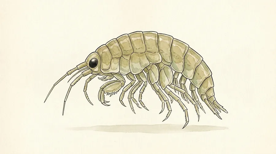 Lift a leaf pack: a painted plate of the freshwater shrimp